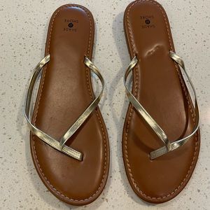Shade & Shore Gold Thing Flip Flops Sz 12